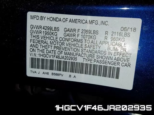 1HGCV1F46JA202935 фото 2