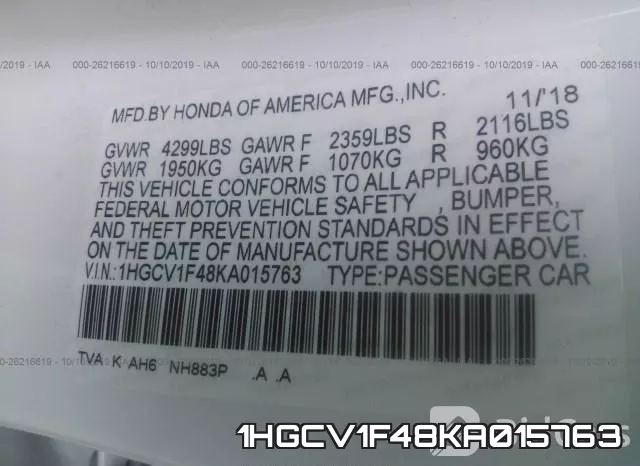 1HGCV1F48KA015763 фото 10