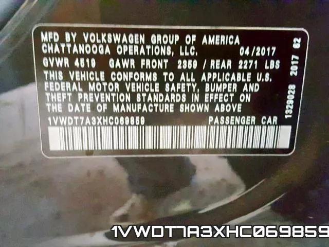 1VWDT7A3XHC069859 фото 2