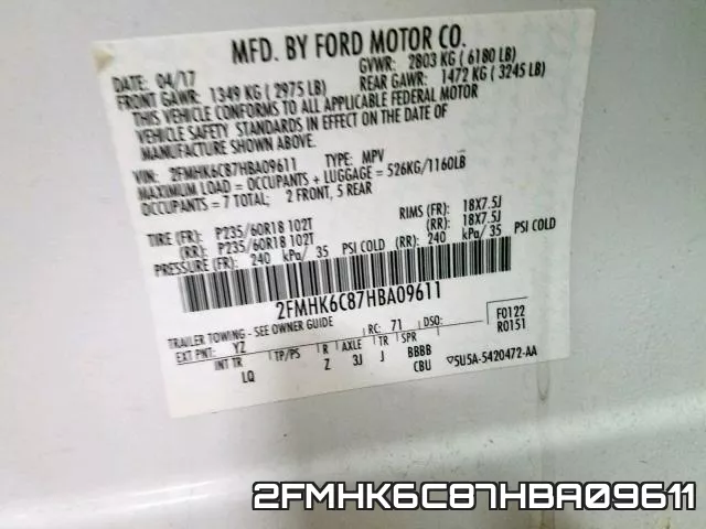 2FMHK6C87HBA09611 фото 2
