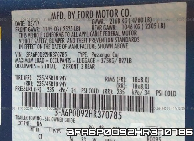 3FA6P0D92HR370785 фото 10
