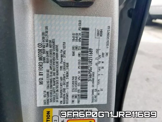 3FA6P0G71JR211689 фото 2