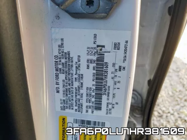3FA6P0LU7HR381609 фото 2