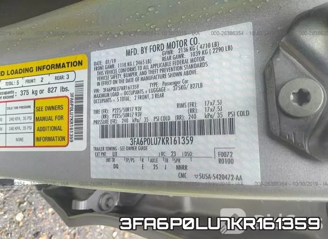 3FA6P0LU7KR161359 фото 10