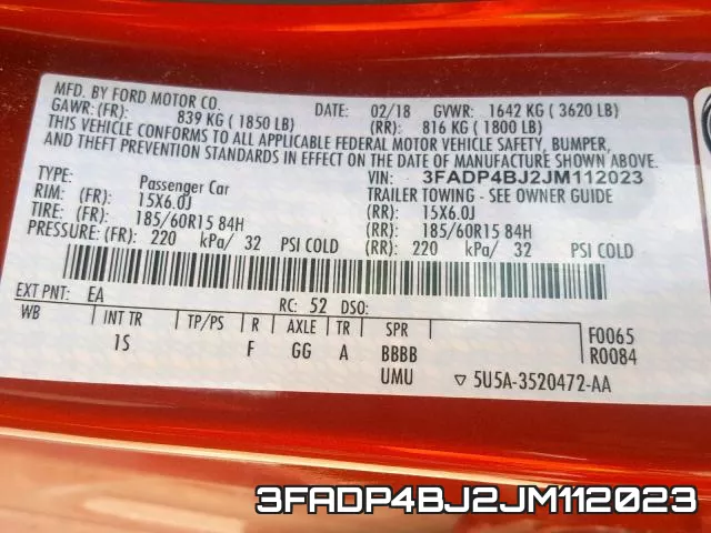 3FADP4BJ2JM112023 фото 2