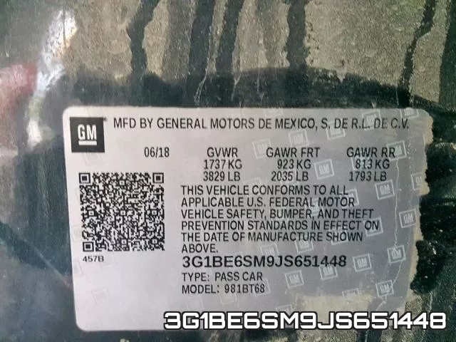 3G1BE6SM9JS651448 фото 2
