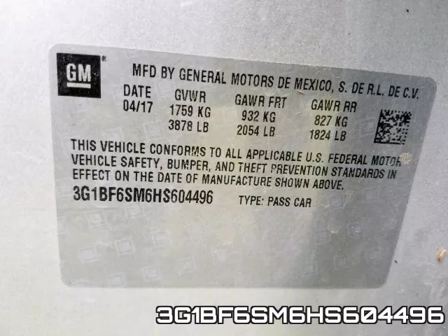 3G1BF6SM6HS604496 фото 2