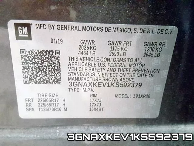 3GNAXKEV1KS592379 фото 2