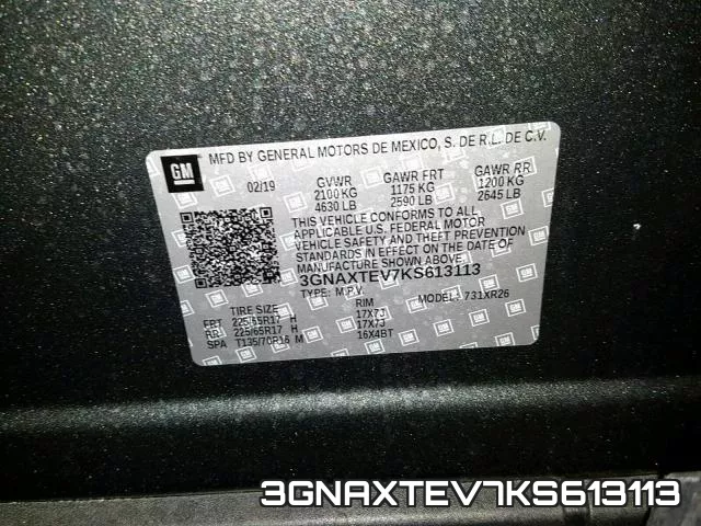 3GNAXTEV7KS613113 фото 2