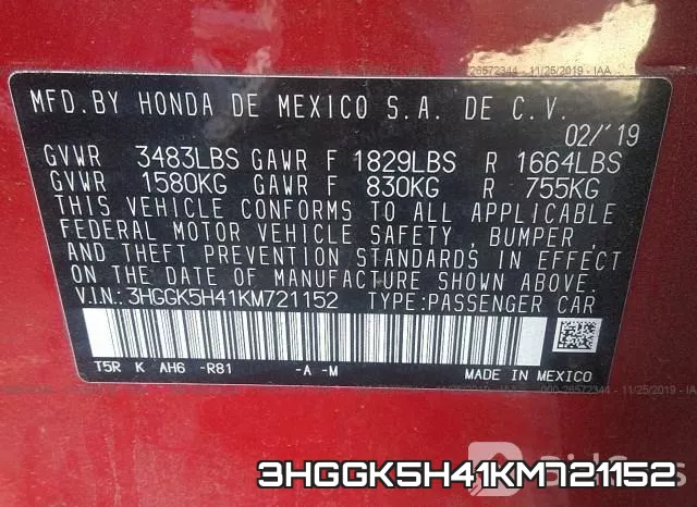3HGGK5H41KM721152 фото 10