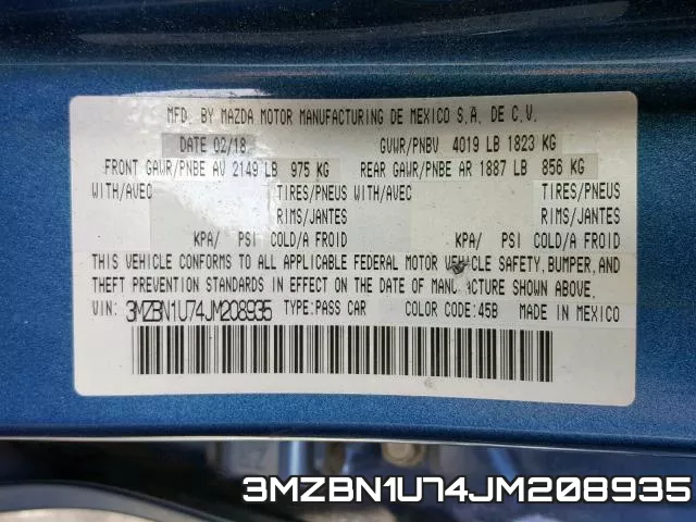 3MZBN1U74JM208935 фото 2