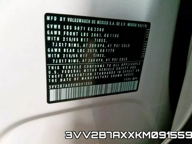 3VV2B7AXXKM091559 фото 2