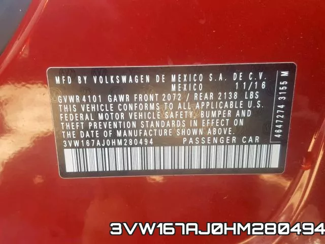 3VW167AJ0HM280494 фото 2