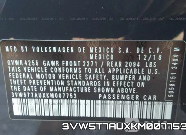 3VW5T7AUXKM007753 фото 10