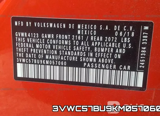 3VWC57BU9KM057060 фото 10