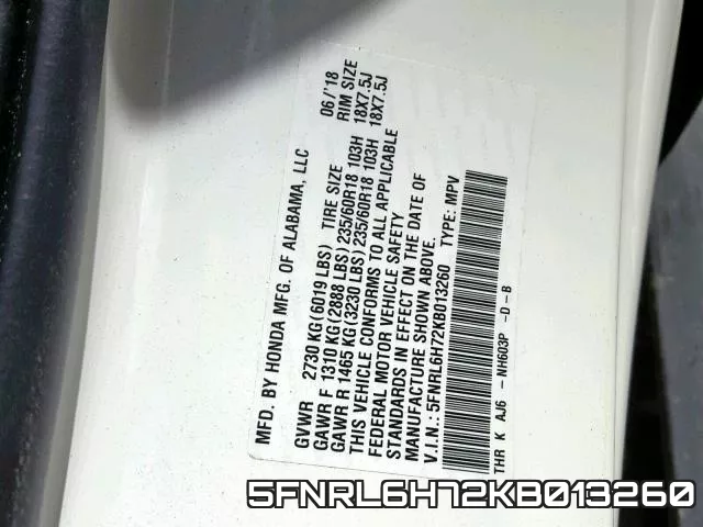 5FNRL6H72KB013260 фото 2