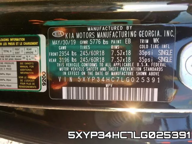 5XYP34HC7LG025391 фото 2
