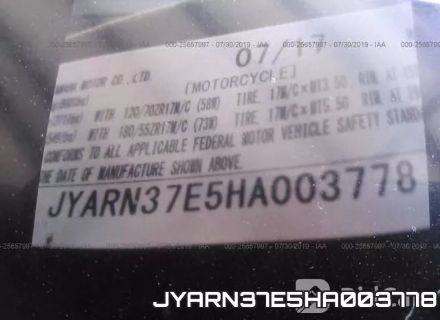 JYARN37E5HA003778 фото 2