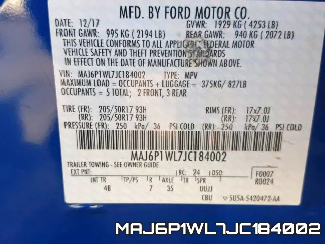 MAJ6P1WL7JC184002 фото 2