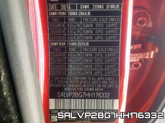 SALVP2BG7HH176332 фото 2