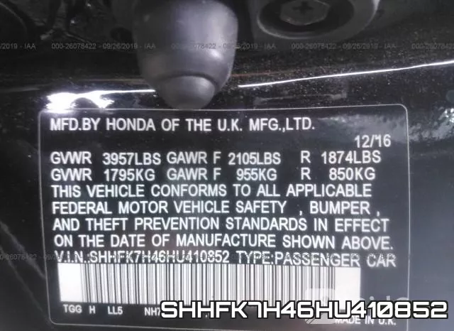 SHHFK7H46HU410852 фото 10