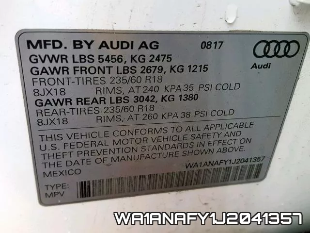 WA1ANAFY1J2041357 фото 2