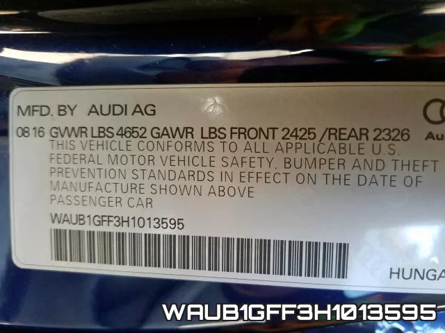 WAUB1GFF3H1013595 фото 2