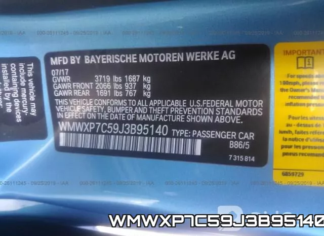 WMWXP7C59J3B95140 фото 10