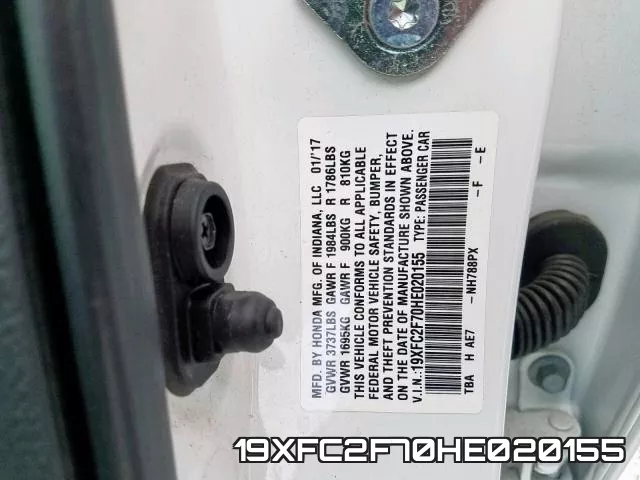 19XFC2F70HE020155 фото 2