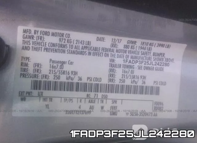 1FADP3F25JL242280 фото 10