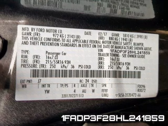 1FADP3F28HL241859 фото 2