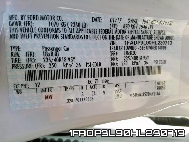 1FADP3L90HL230713 фото 2