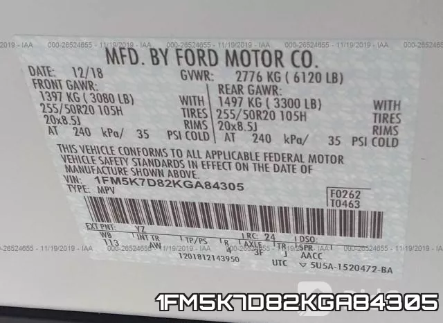 1FM5K7D82KGA84305 фото 10