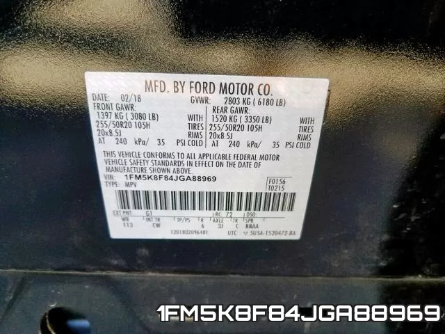 1FM5K8F84JGA88969 фото 2