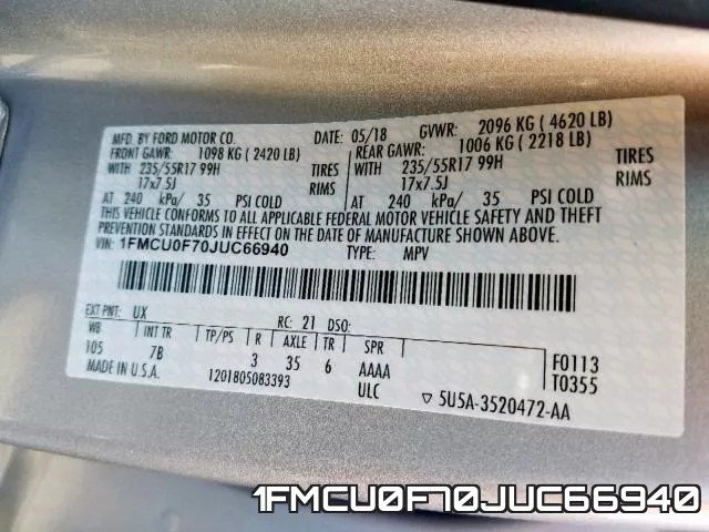 1FMCU0F70JUC66940 фото 2