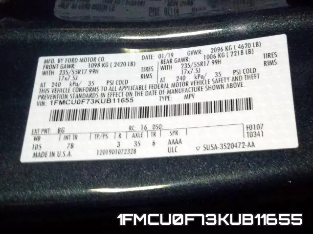 1FMCU0F73KUB11655 фото 2