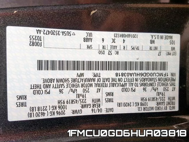 1FMCU0GD6HUA03818 фото 2