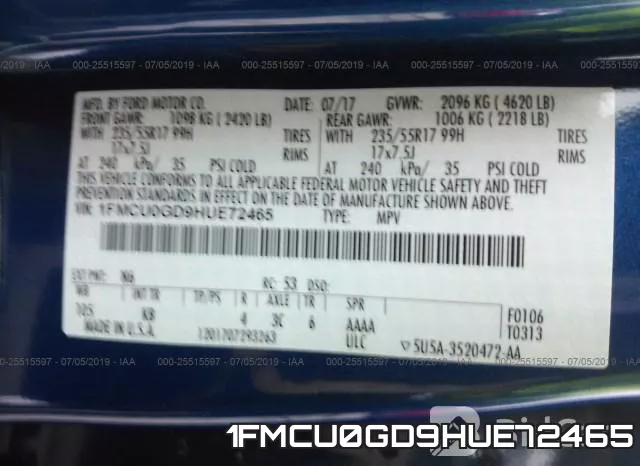 1FMCU0GD9HUE72465 фото 10