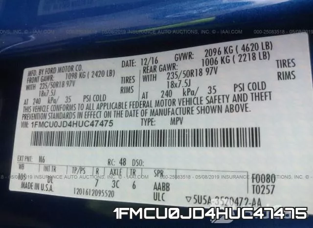 1FMCU0JD4HUC47475 фото 10