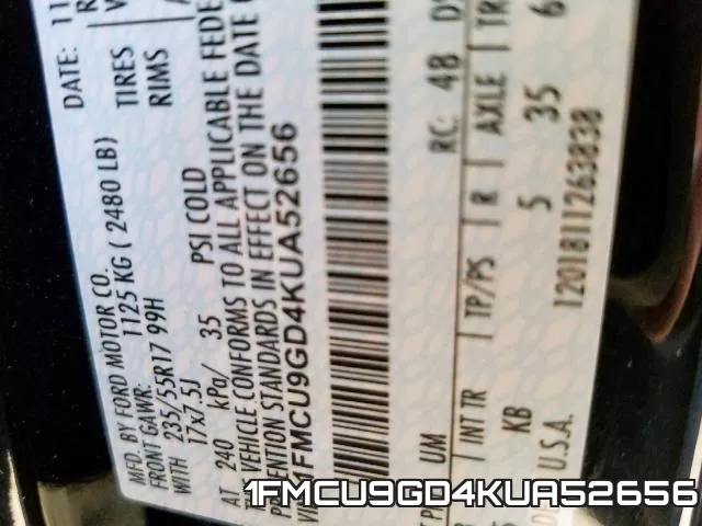 1FMCU9GD4KUA52656 фото 2