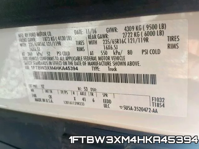 1FTBW3XM4HKA45394 фото 2