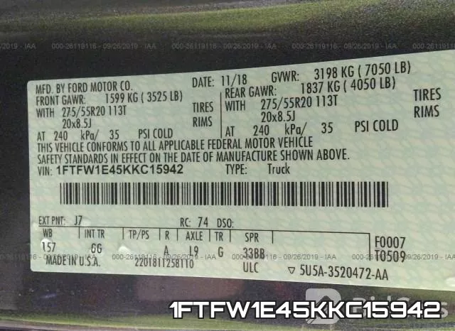 1FTFW1E45KKC15942 фото 10