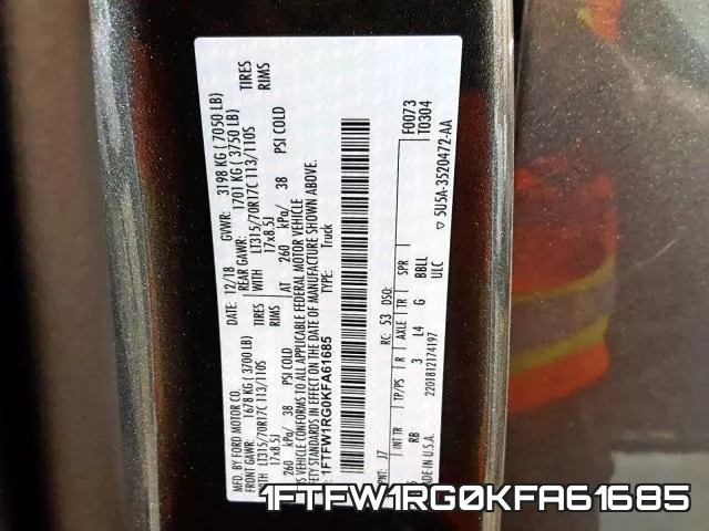1FTFW1RG0KFA61685 фото 2