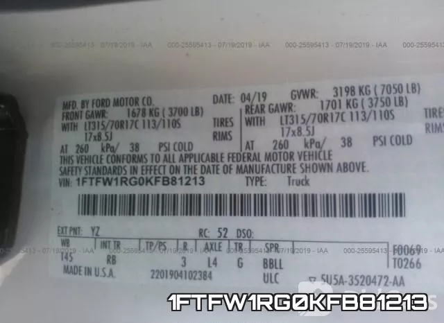 1FTFW1RG0KFB81213 фото 10