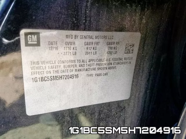 1G1BC5SM5H7204916 фото 2