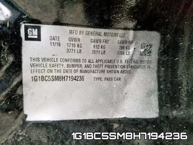 1G1BC5SM8H7194236 фото 2