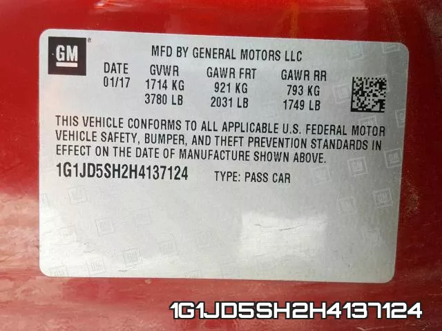 1G1JD5SH2H4137124 фото 2