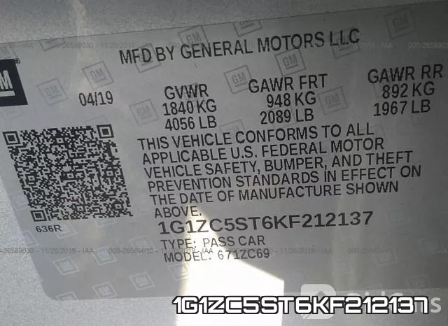 1G1ZC5ST6KF212137 фото 10