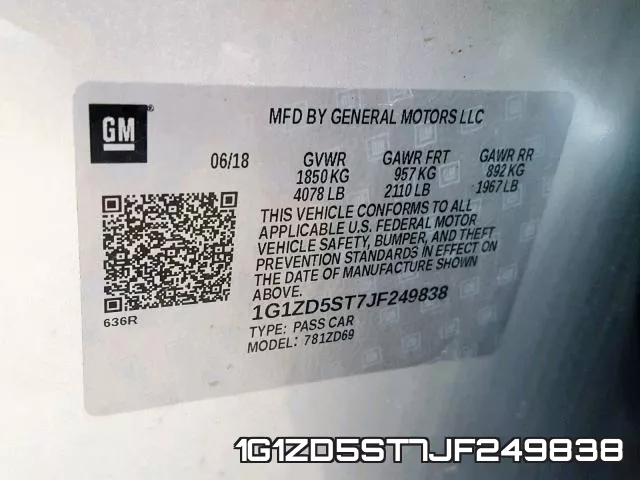 1G1ZD5ST7JF249838 фото 2