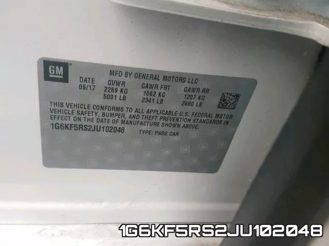 1G6KF5RS2JU102048 фото 2